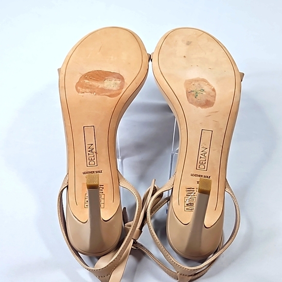 DELTAN Tan Leather Strappy Sandals/Heels Size 10M - Picture 6 of 7